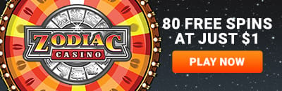 Deposit $1 get 40 free spins at Zodiac Casino