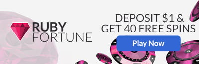 Deposit $1 get 40 free spins at Ruby Casino