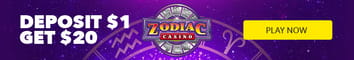 Zodiac Casino deposit $1 get $20 free